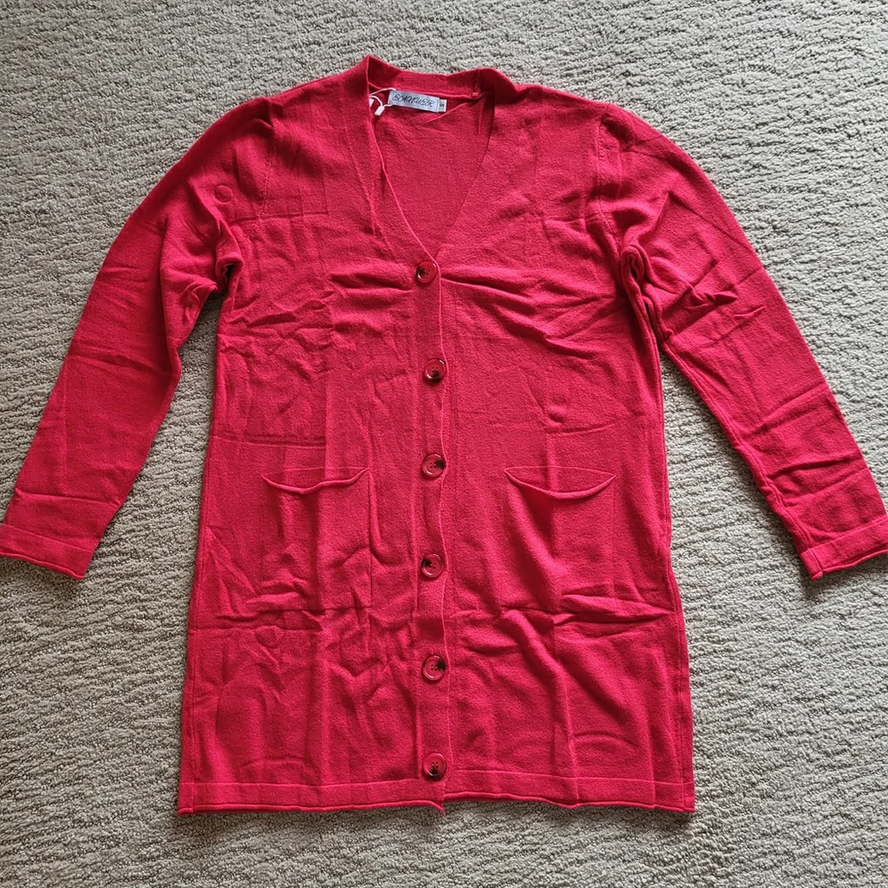 Women’s Eanuer Long Sleeve Button-Down Cardigan Sweater – Red – Size S – NWT - Picture 2 of 10